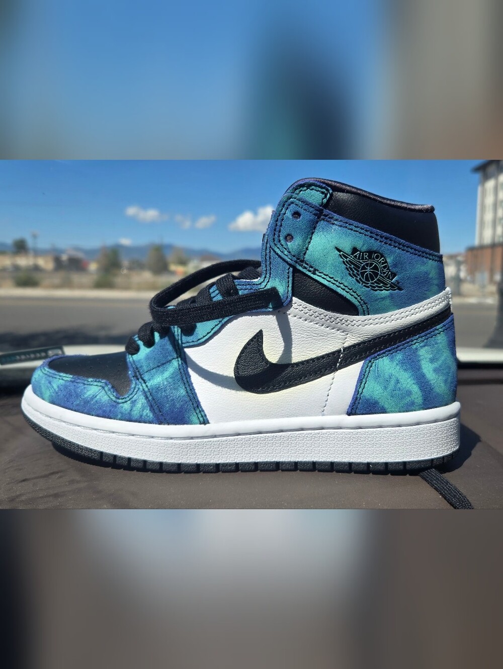 Jordan Kids' High-Top Sneakers in Blue Green Tie-Dye